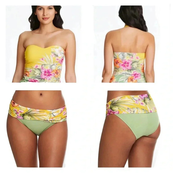 Bleu Rod Beattie  Paradiso Bandeau Tankini Top and Sarong Hipster Bottom - Picture 2 of 13